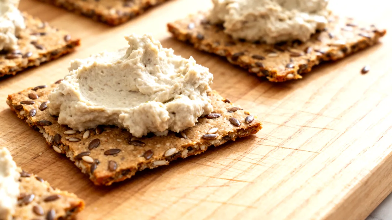 Crackers di semi di lino con hummus di cannellini"