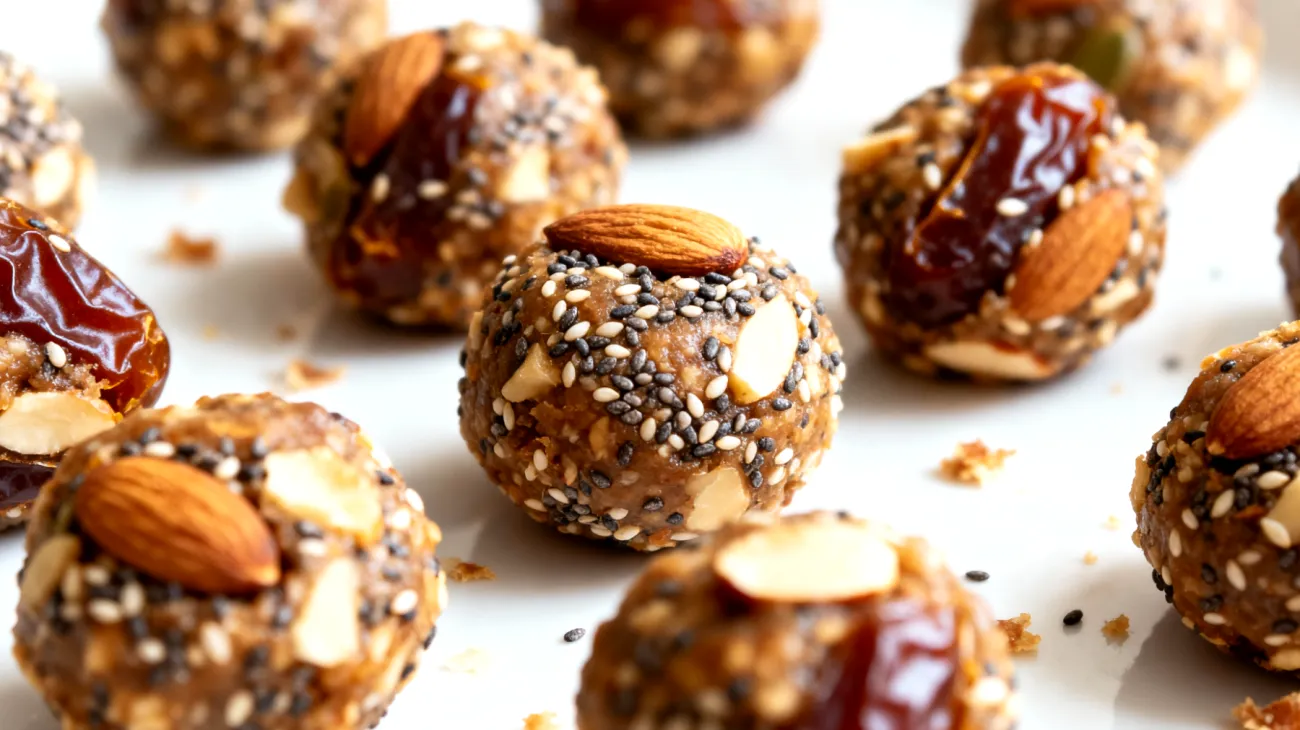 Energy balls con datteri, mandorle e semi di chia"