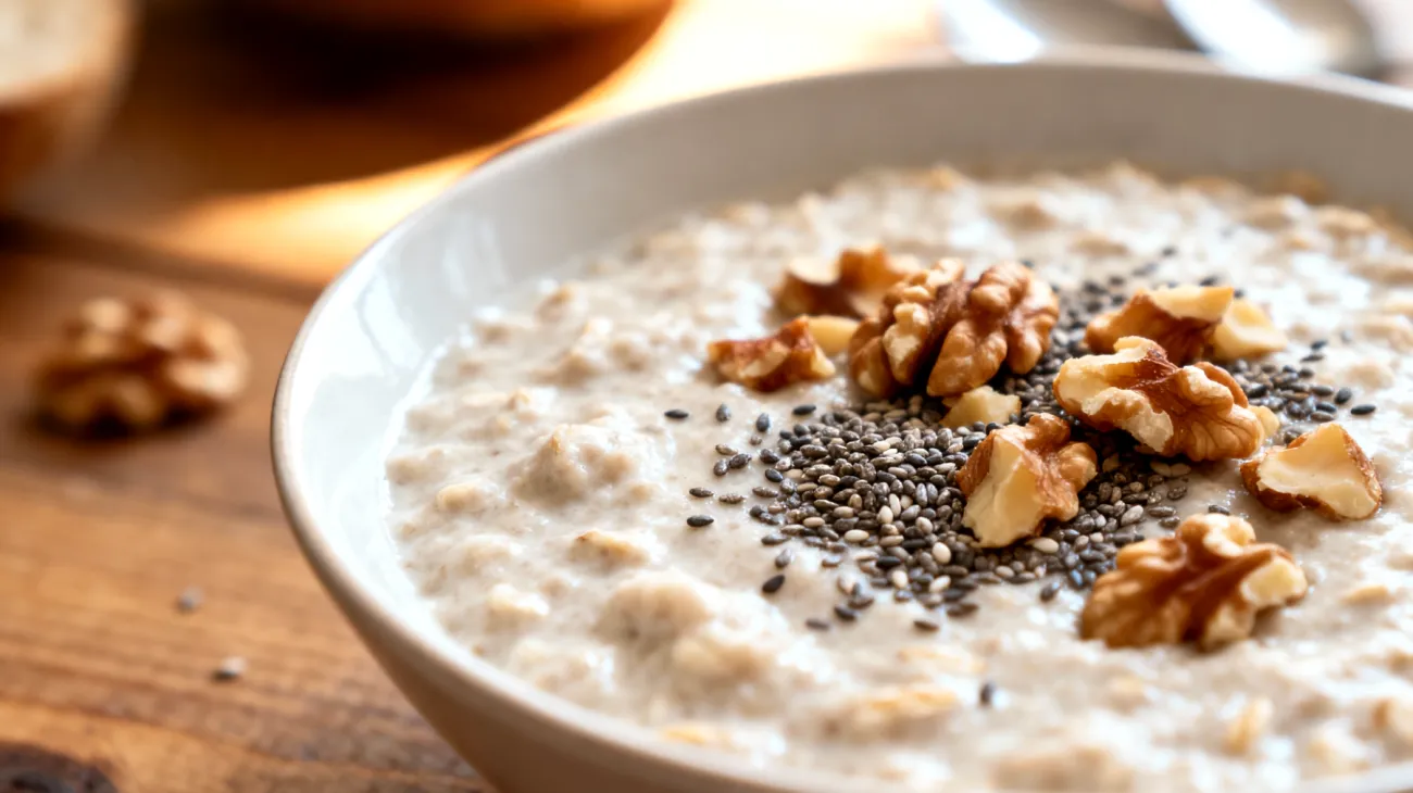 Porridge di avena con semi di chia e noci"
