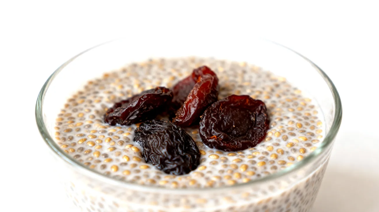 Pudding di semi di chia con kefir e prugne secche"