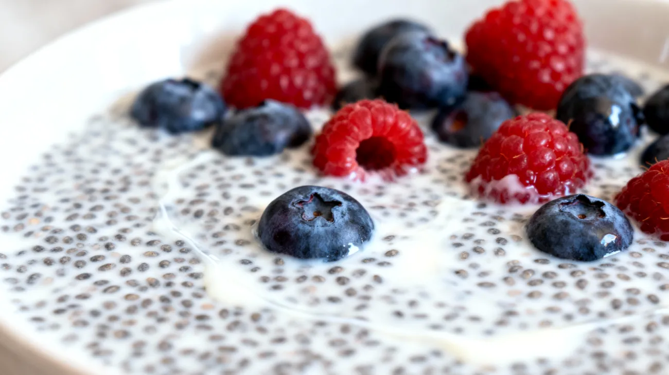 Zuppa di semi di chia con kefir e frutti di bosco"