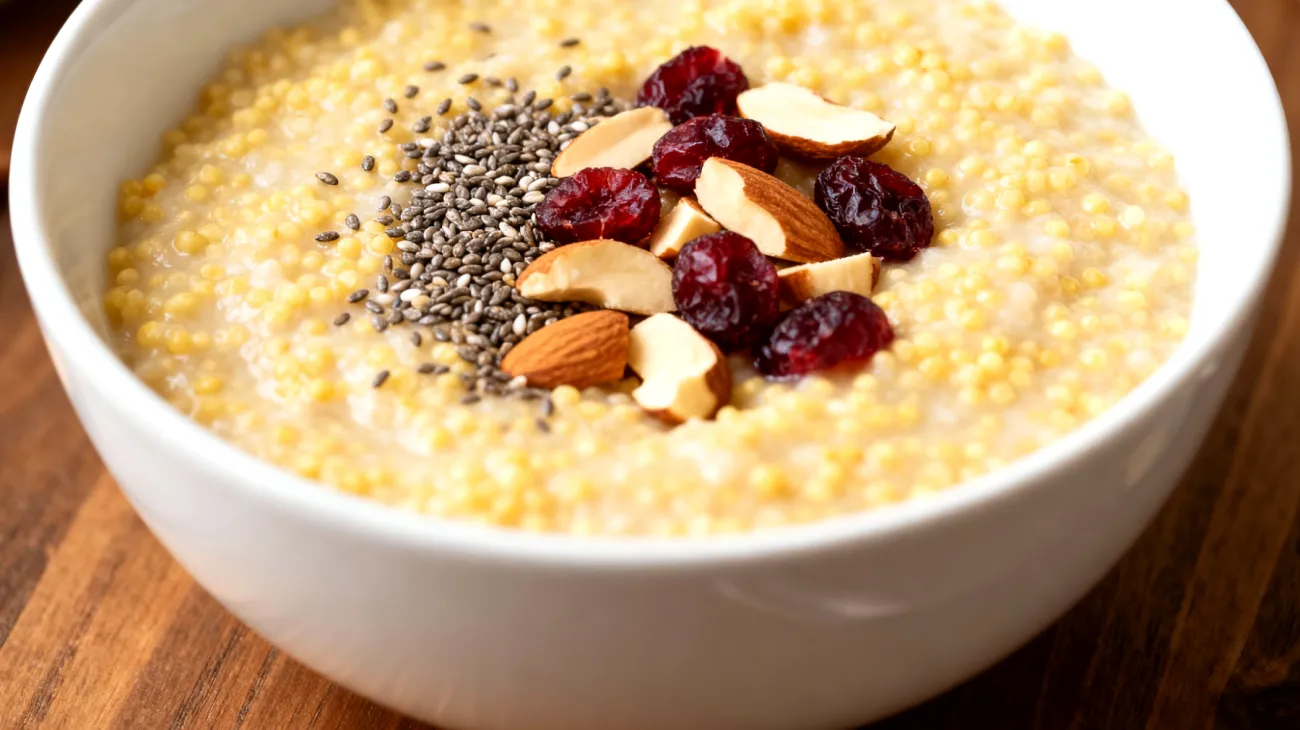 Porridge di miglio con semi di chia e frutta secca"